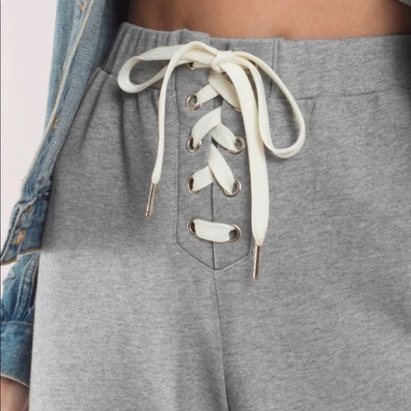 NWT Tobi Chilled Heather Grey Lace up Joggers - Picture 2 of 2